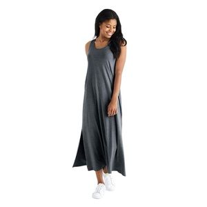 Free Fly Women's Flats Grey Scoop Neck Bamboo Heritage Midi Dress Minimalist M
